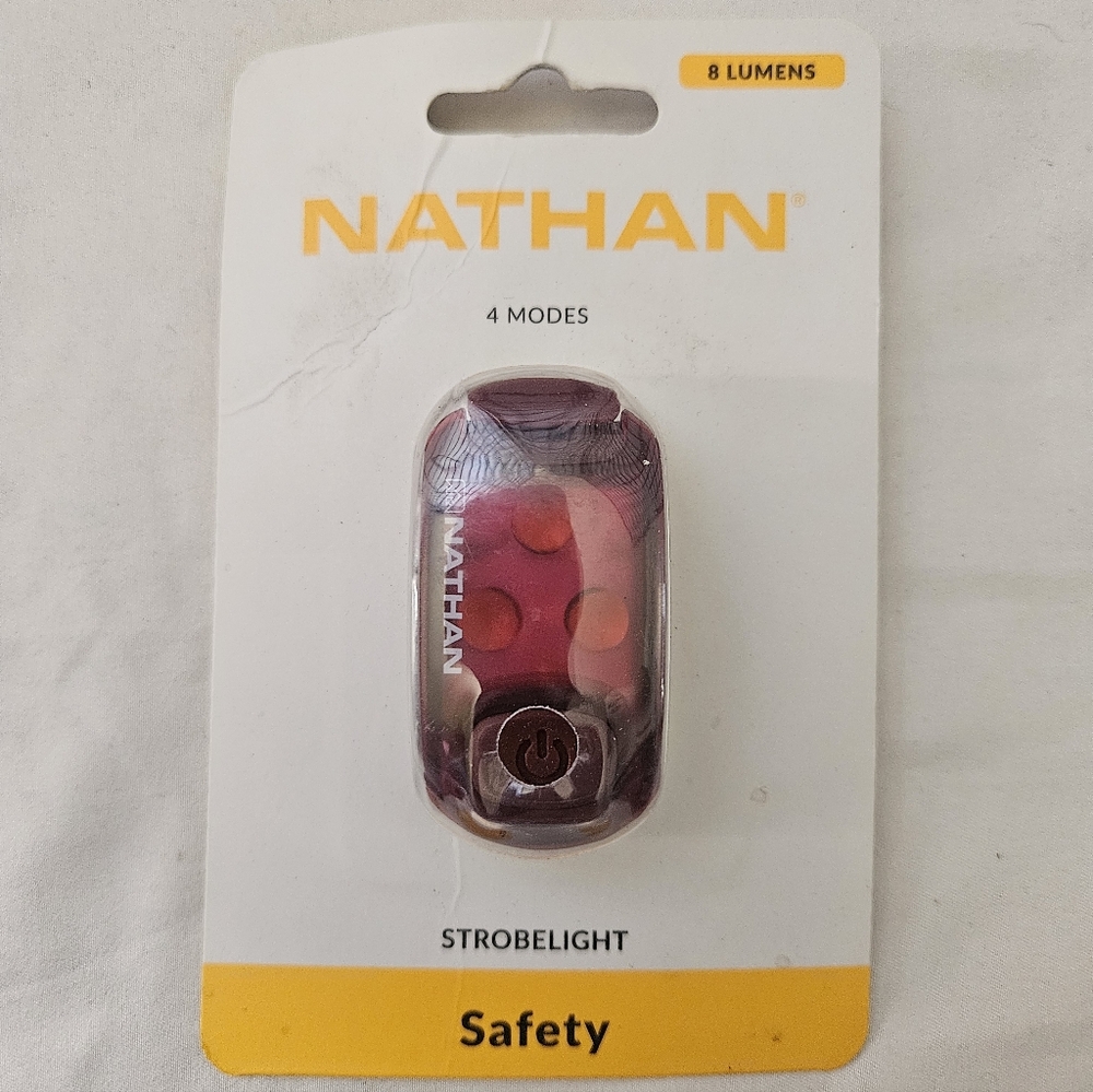 NATHAN LED SAFETY STROBE LIGHT Strobelight Running Clip 8 Lumens Lollipop Red